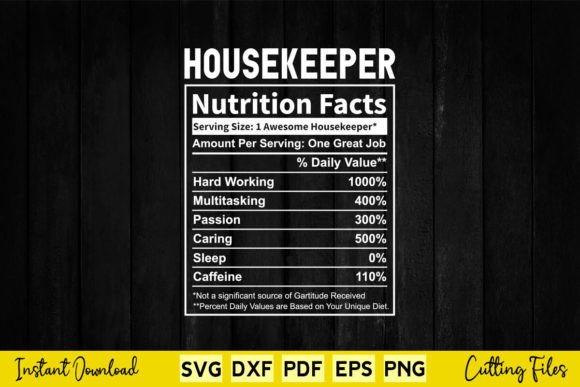 Review: Funny Housekeeper Nutrition Facts SVG for Embroidery